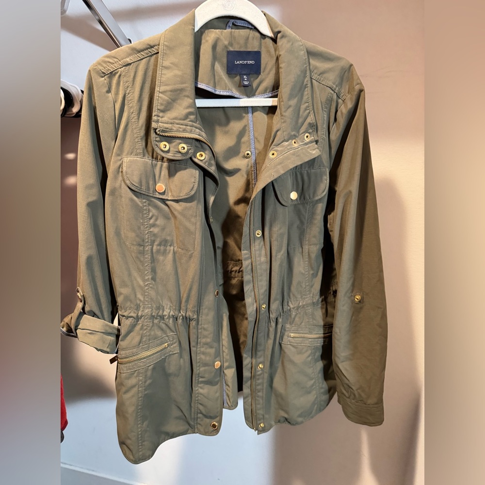 Lands End Women’s Large Military Jacket with Gold Accents
